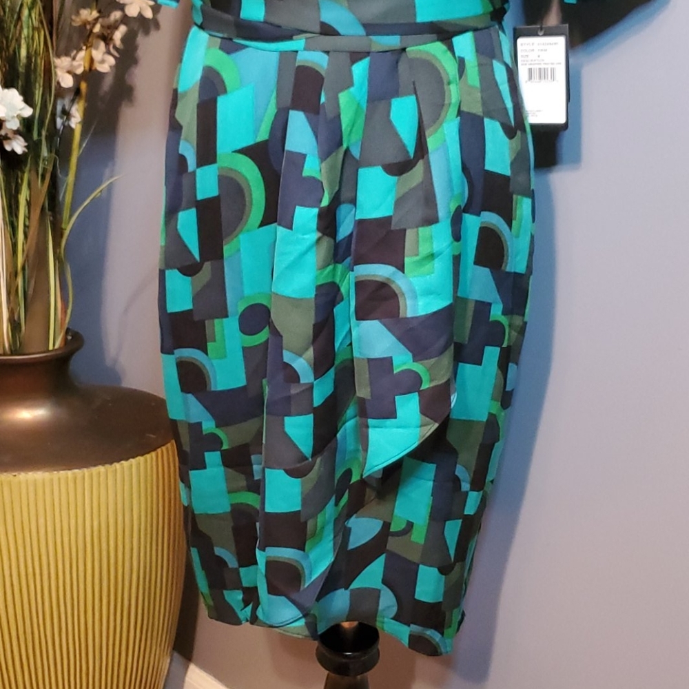 Adrianna Papell Draped Jersey Faux Wrap Dress Sz 8 - Picture 3 of 14